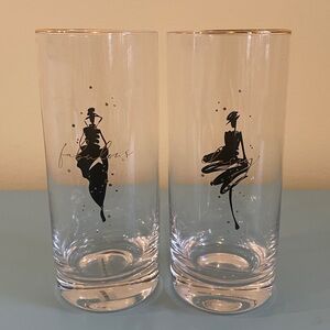 Saks Fifth Avenue “Classy” and “Fabulous”Fashion Highball Glass Set of 2 13 oz